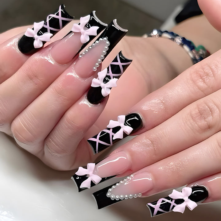 Künstlerisches Bogen-verziertes Stiletto-Nagelset Karnz