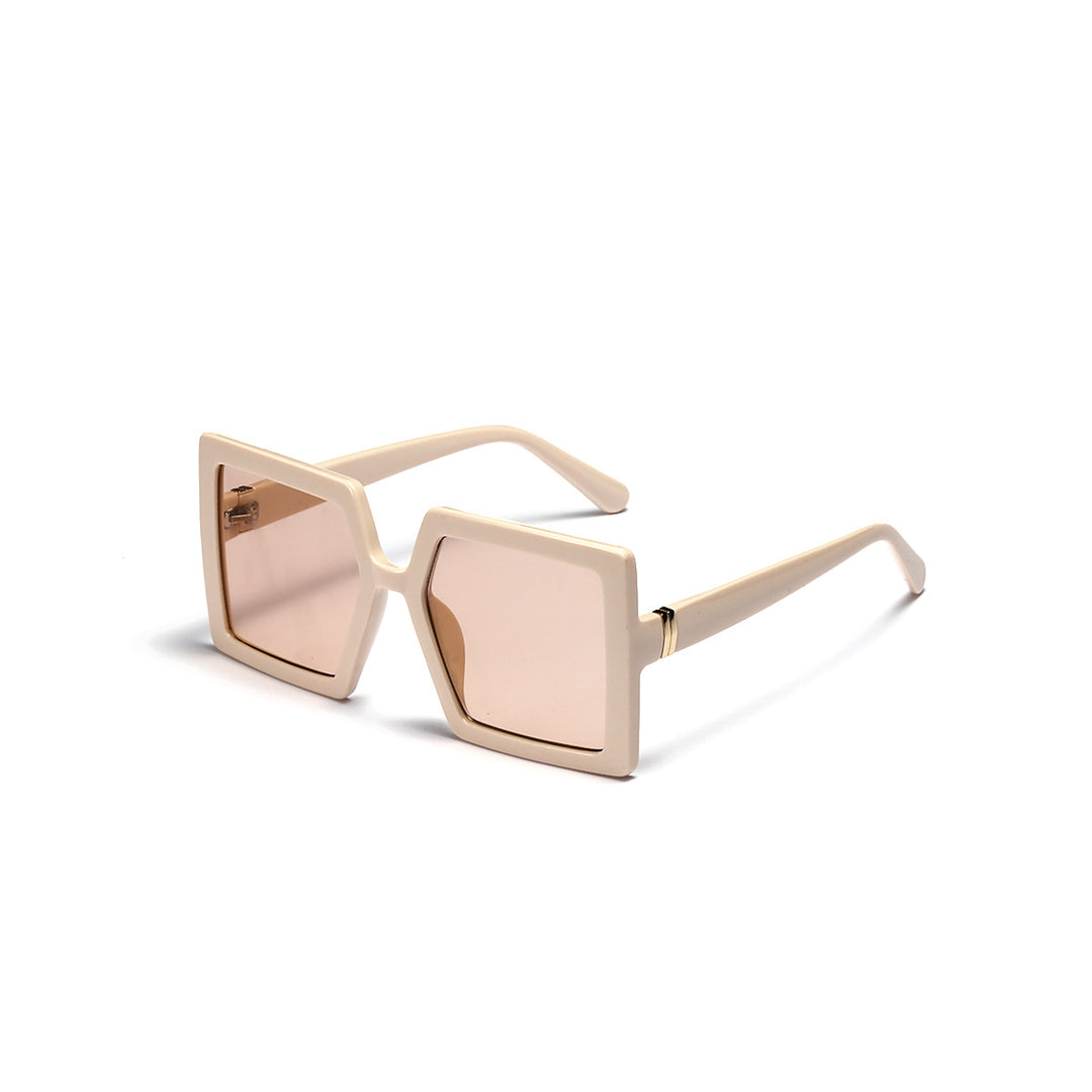 Damen geometrische Sonnenbrille mit modernem, breiten Rahmen Karnz