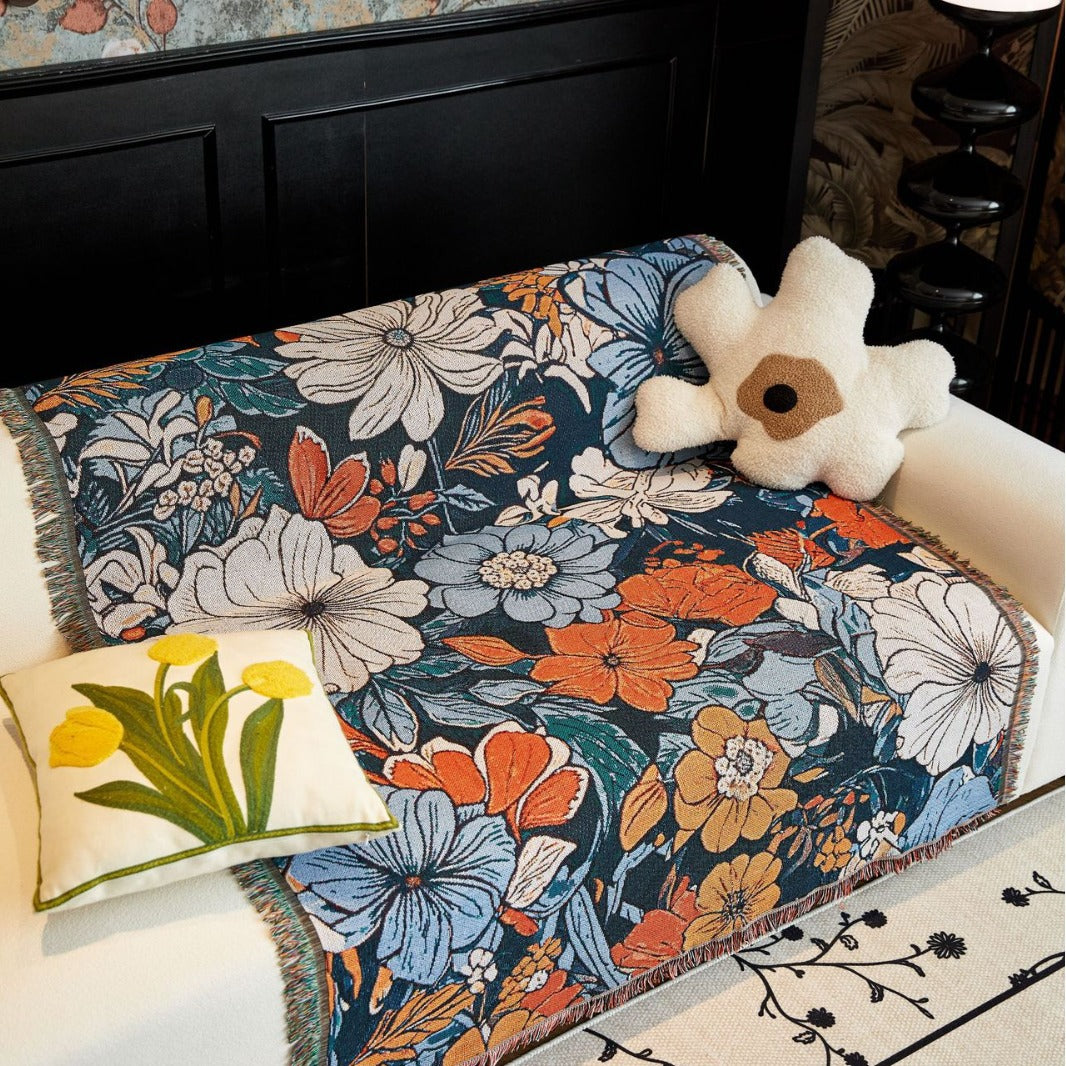 Elegante florale gewebte Wurfdecke