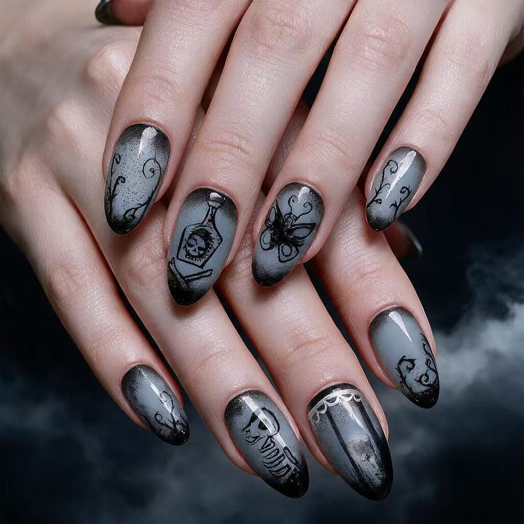 Kunstvolle Nagelverlängerungen mit kreativen Augen-Design Karnz
