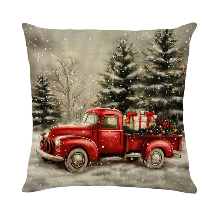 Festlicher Santa-Illustration Baumwoll-Leinen Quadratisches Kissenbezug