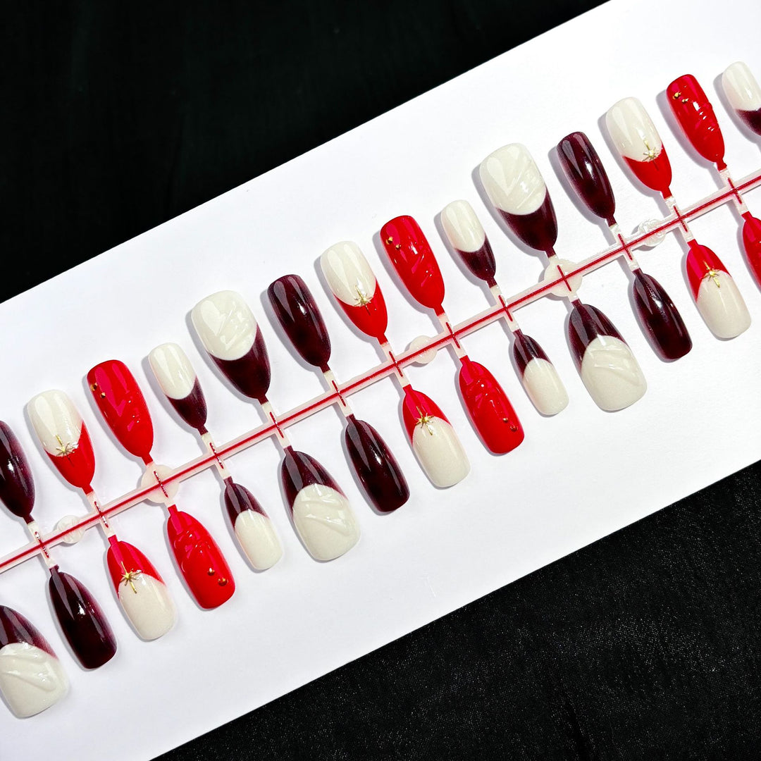 Premium Französischer Tip Press-On Nail Art Set