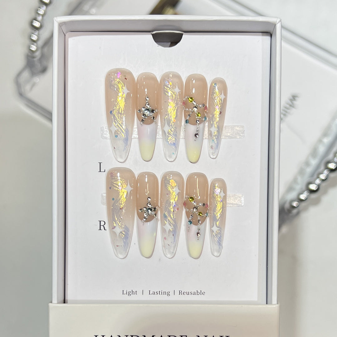 Elegante Glitzernde Lange Stiletto Press-On Nägel