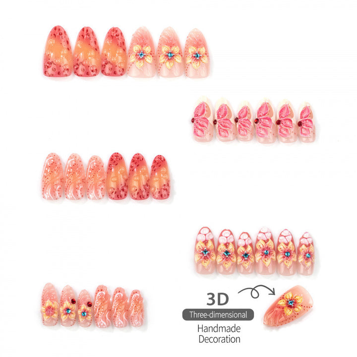 Elegantes Blumendesign Press-On Nagelkunsset