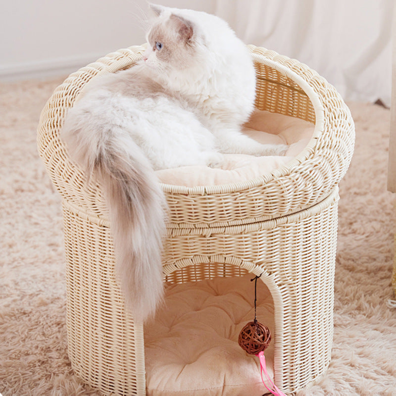 Gemütlicher Katzenkorb mit Spielball Karnz