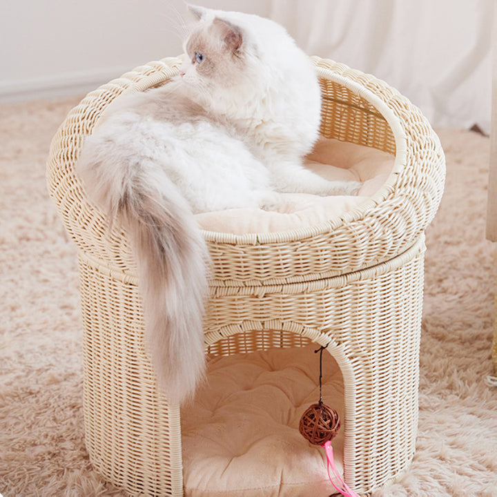 Gemütlicher Katzenkorb mit Spielball Karnz