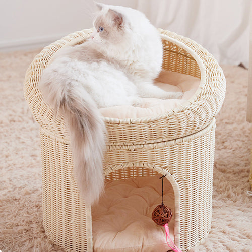 Gemütlicher Katzenkorb mit Spielball Karnz