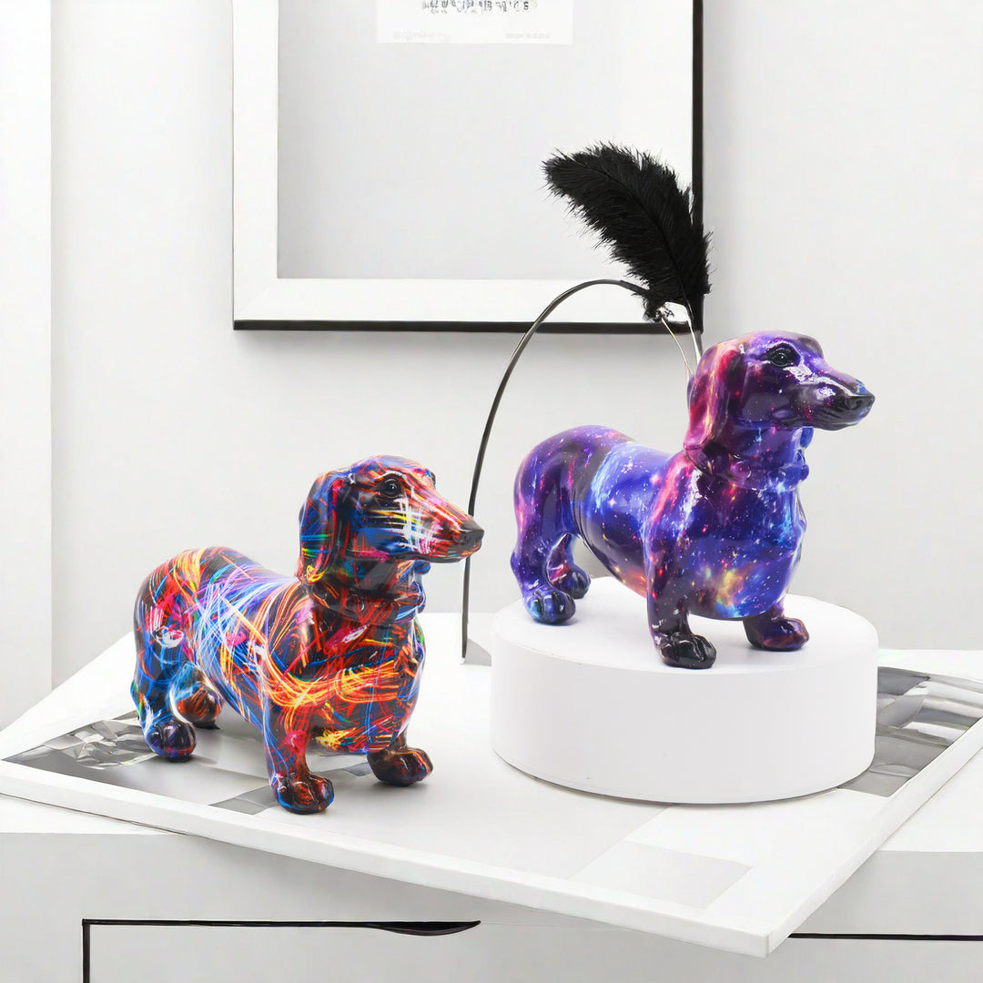 Kreative Dekofigur eines Dachshunds Karnz