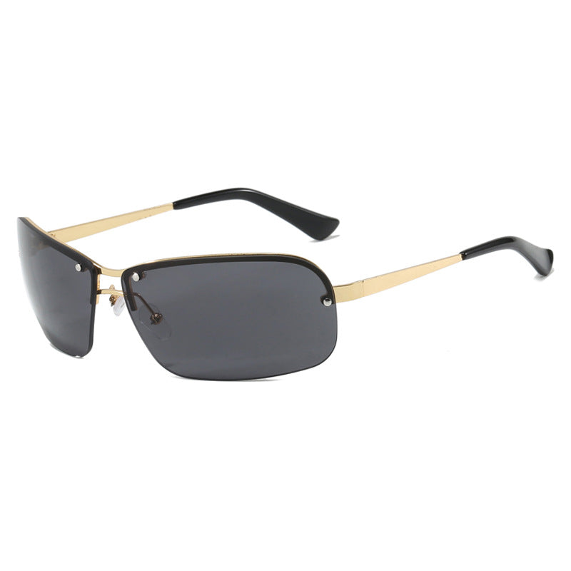 Damen Sonnenbrille mit großen, eleganten Gläsern und einem modernen Metallrahmen Karnz