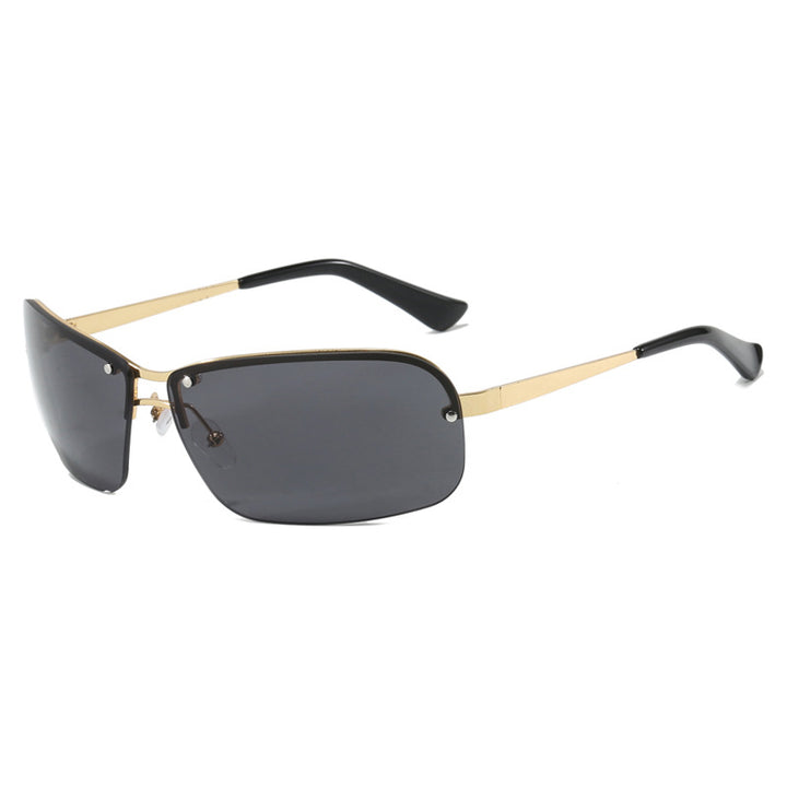 Damen Sonnenbrille mit großen, eleganten Gläsern und einem modernen Metallrahmen Karnz