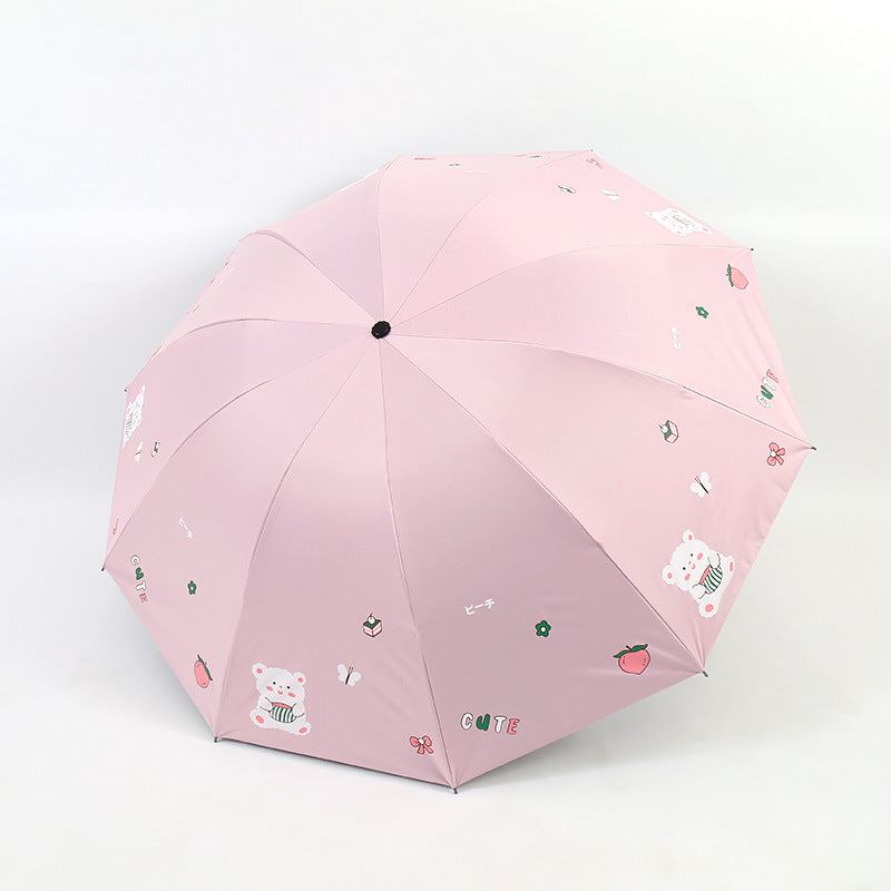 Damen Faltbarer Regenschirm mit verspieltem Bärendesign Karnz