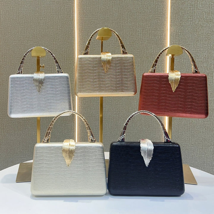 Elegante Blatt-Applikation Abendhandtasche