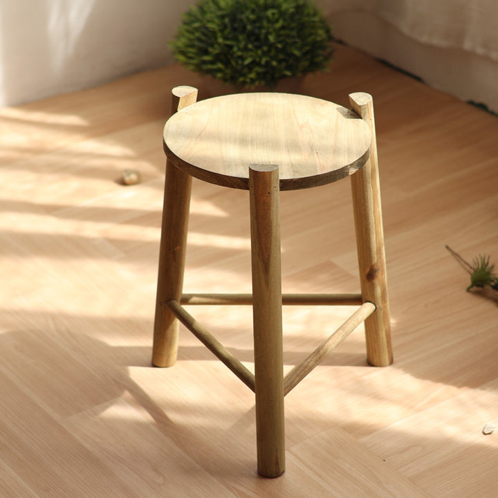 Rustikaler Holz-Hocker Karnz