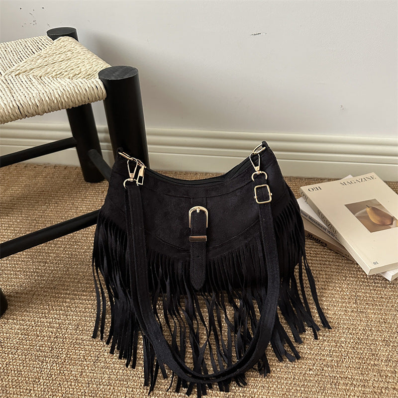 Bohemian Suede Fransen Handtasche