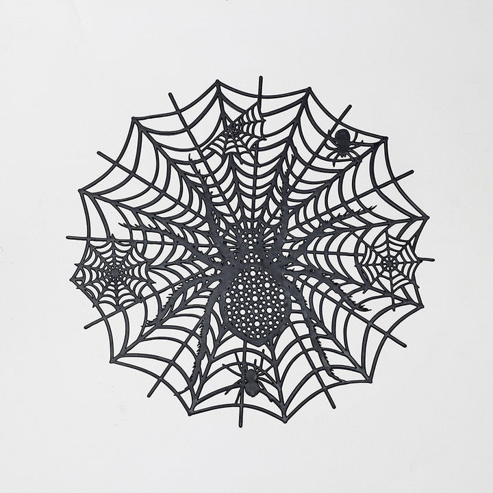 Filigrane Halloween-Tischdekoration Spinnennetz-Platzset aus flexiblem Kunststoff