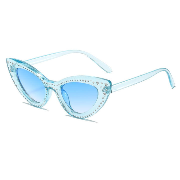 Glamouröse mit Strass verziertes Katzenaugen-Sonnenbrille Karnz