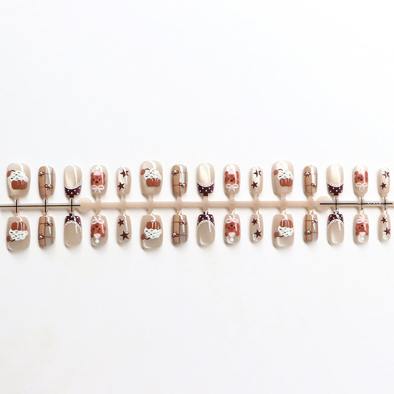 Verspieltes Cupcake-Thema Press-On Nagelkunst Set Karnz