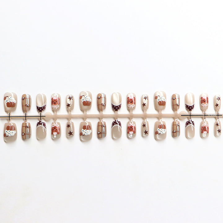 Verspieltes Cupcake-Thema Press-On Nagelkunst Set Karnz