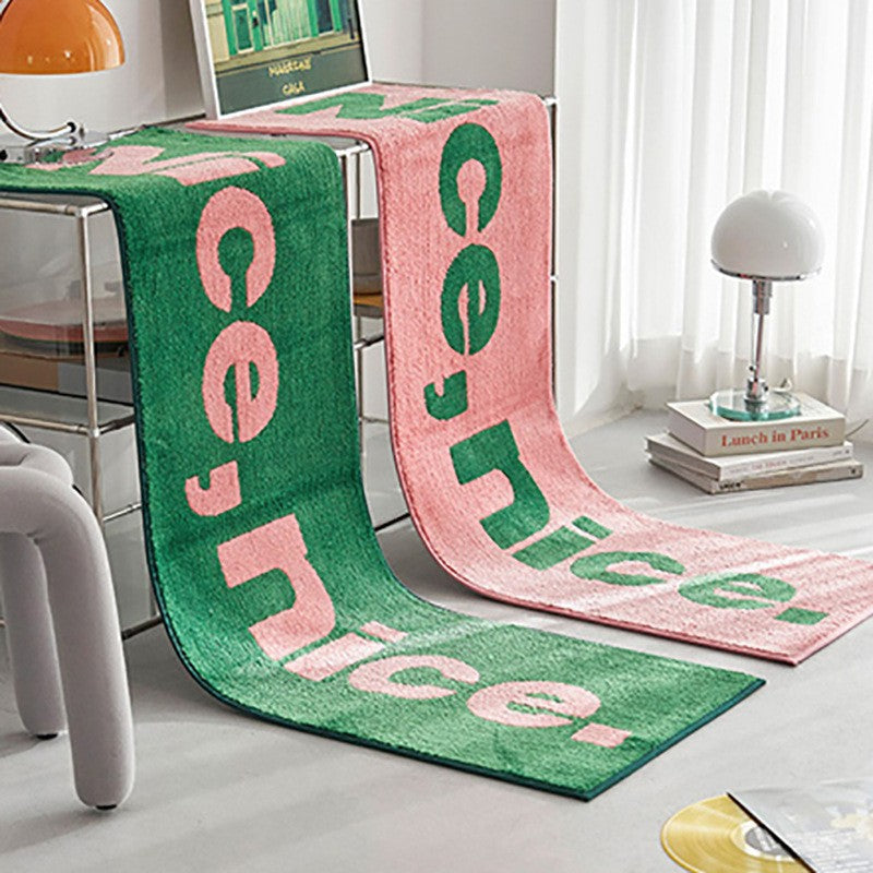 Langer Plüsch Slogan Schlafzimmer Läufer Teppich mit rutschfester Rückseite