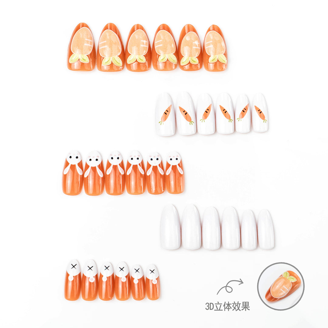 Saisonale Bunny- und Karotten-Themen Press-On Nagelkunst-Set
