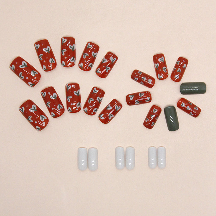 Künstlerisches Herzdesign Press-On Nagelspitzen Karnz