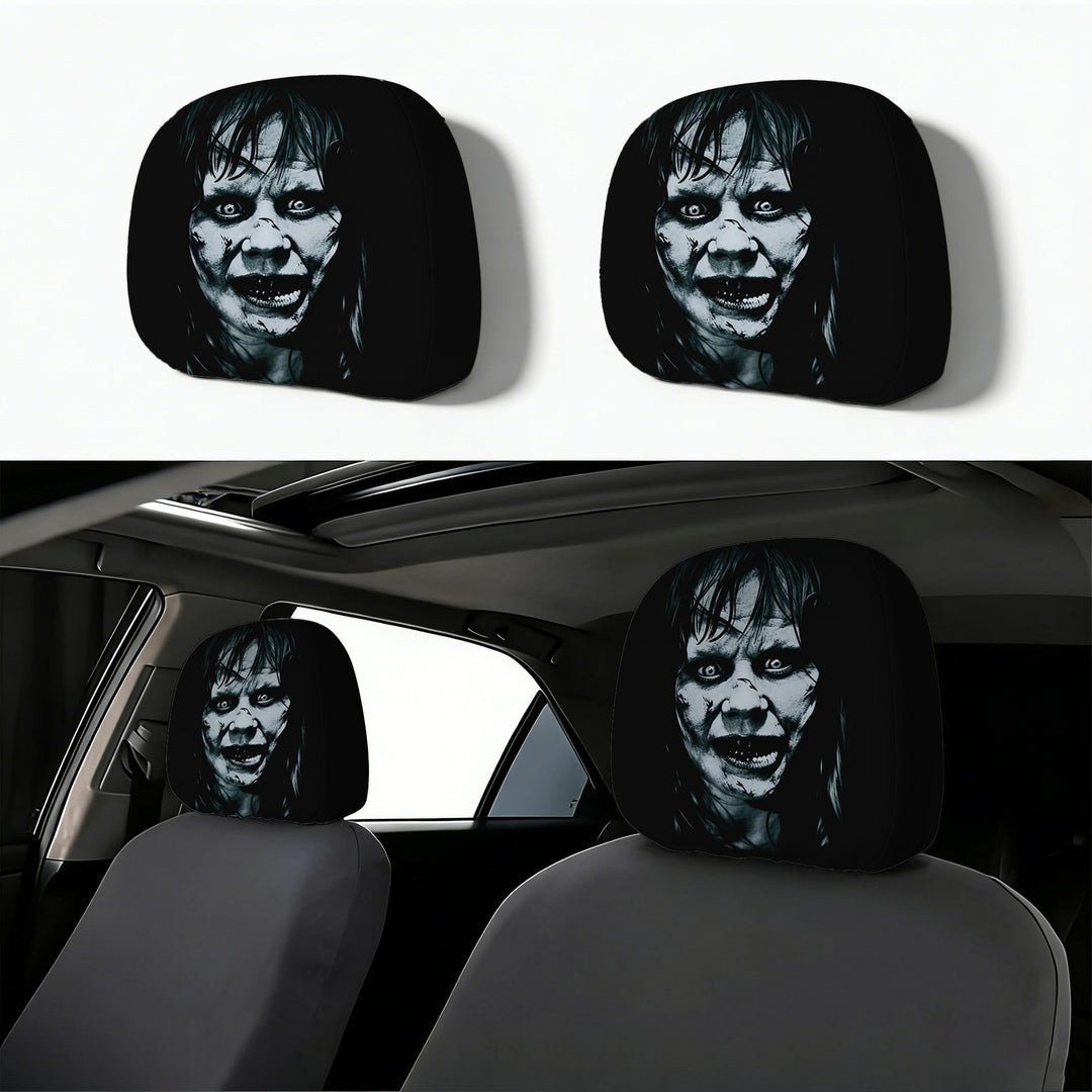 Auto-Kopfstützenbezug mit Retro-Horror-Motiv