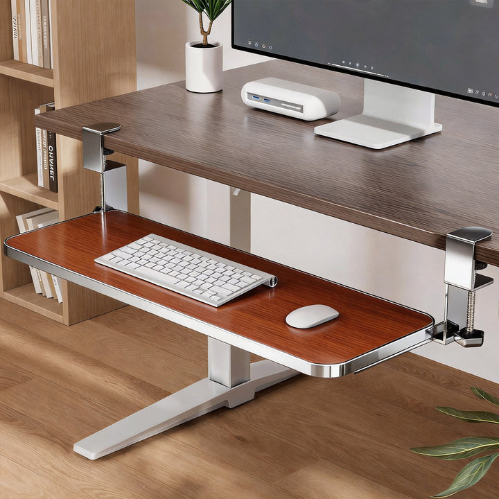 Schraubmontierte Gleitschiene Ergonomische Holzmaserung Tastatur- & Mausplattform
