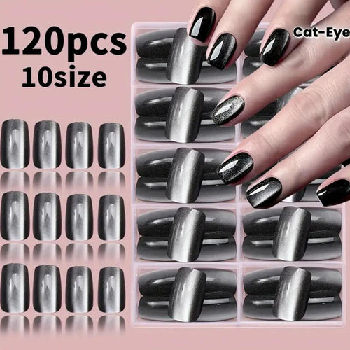 Cat Eye Press-On Nail Tips Set