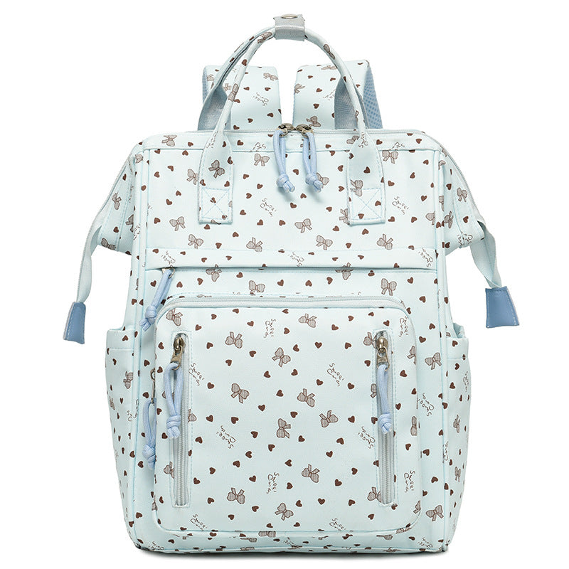 Stylischer Herz-Print Multi-Taschen Rucksack Karnz