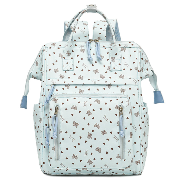 Stylischer Herz-Print Multi-Taschen Rucksack Karnz