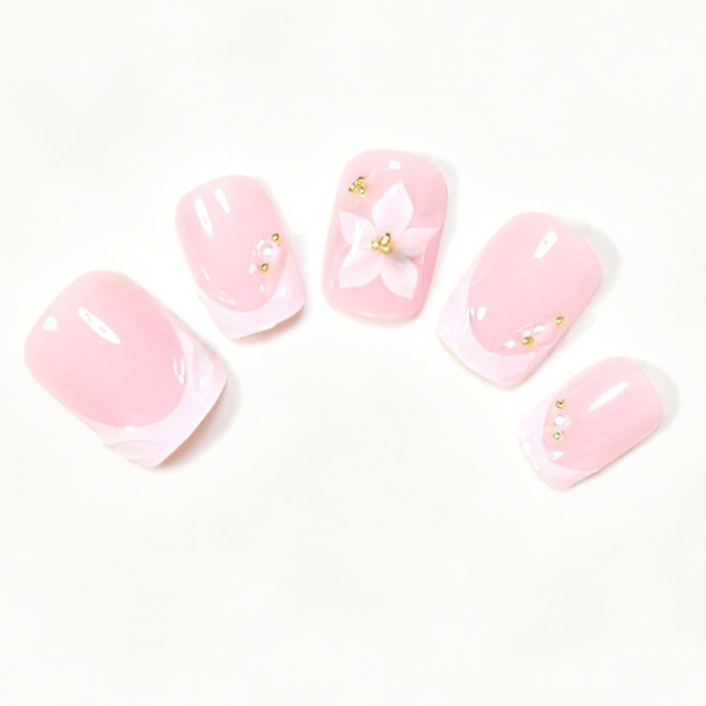 Florale Akzent Press-On Nagelkunst Set Karnz