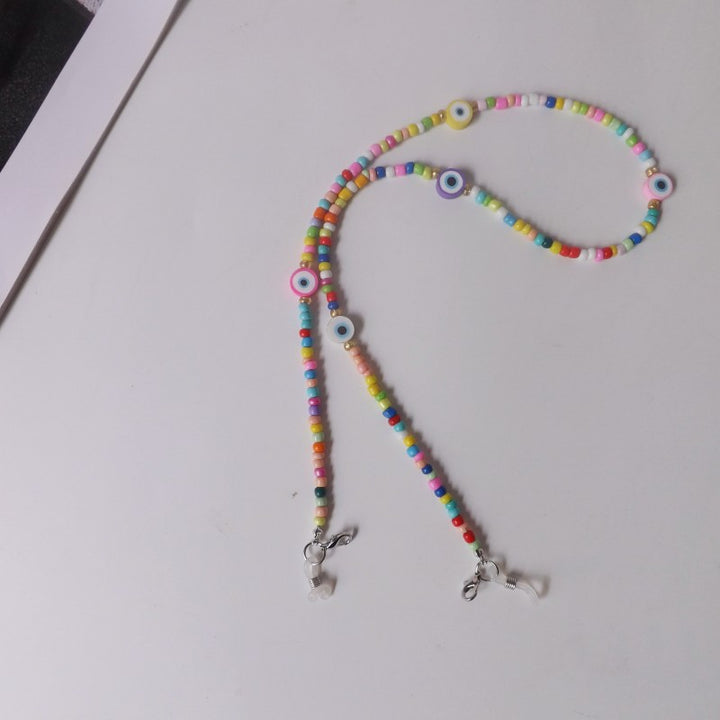 Bunte Brillenhalterkette mit Augenmotiven Karnz