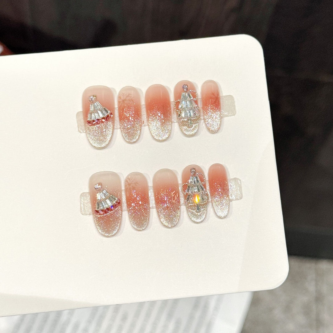 Festliches Glitzerndes Press-On Nagelkunst Set