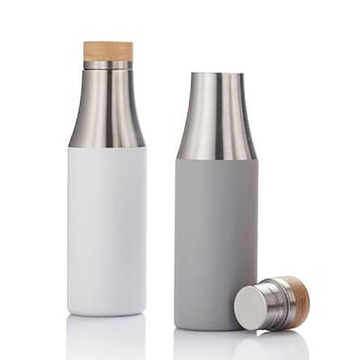 Damen doppelwandige Edelstahl Trinkflasche mit Bambusdeckel Karnz