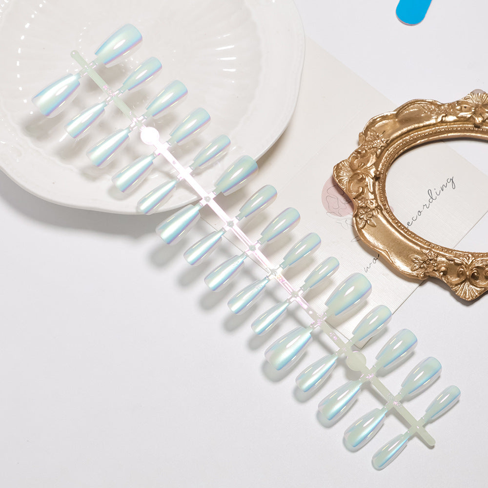Iridescent Glossy Press-On Nail Set Karnz