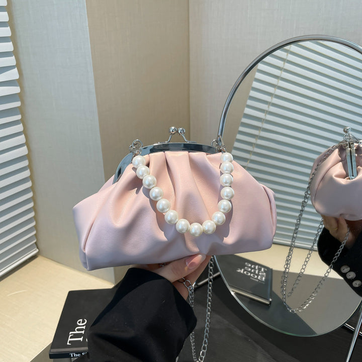 Elegante Clutch-Handtasche mit Perlenkette Karnz