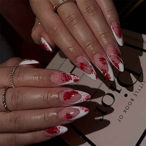 Künstlerisches Press-On Nagelset mit floralem Design Karnz