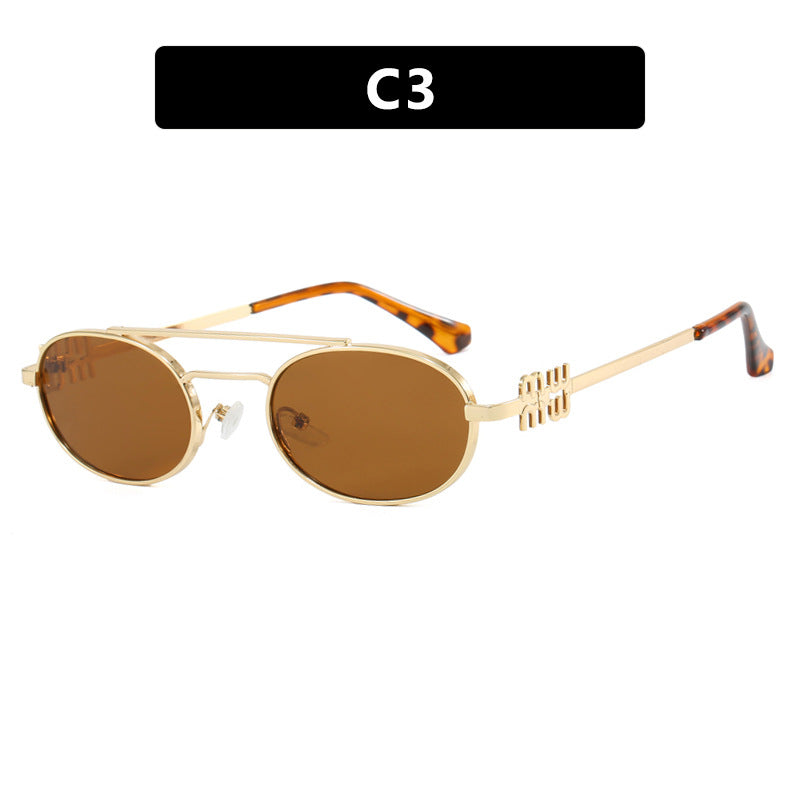 Damen elegante ovale Sonnenbrille mit luxuriösem Metallrahmen Karnz