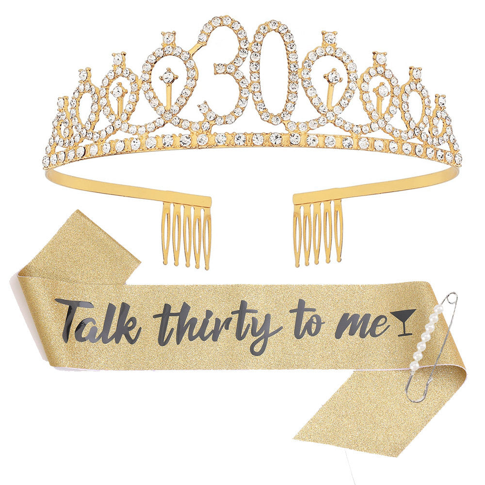 Damen Glitzernde Tiara mit personalisiertem 80. Geburtstagsschriftzug Karnz