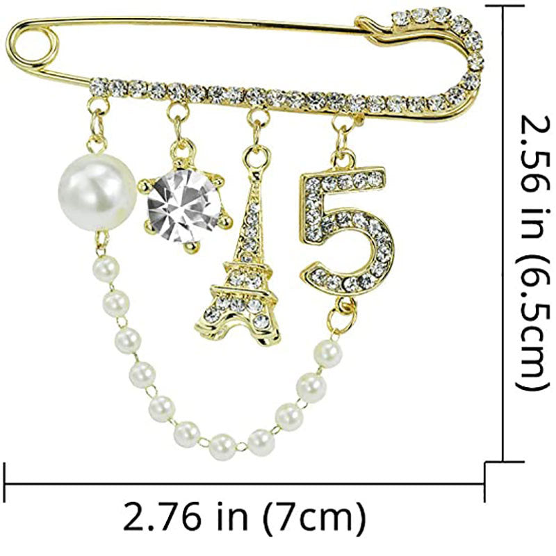 Elegante Brosche mit Perlen und Strass Karnz