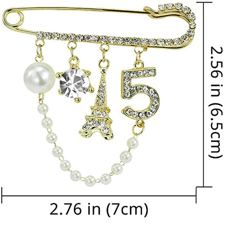 Elegante Brosche mit Perlen und Strass Karnz