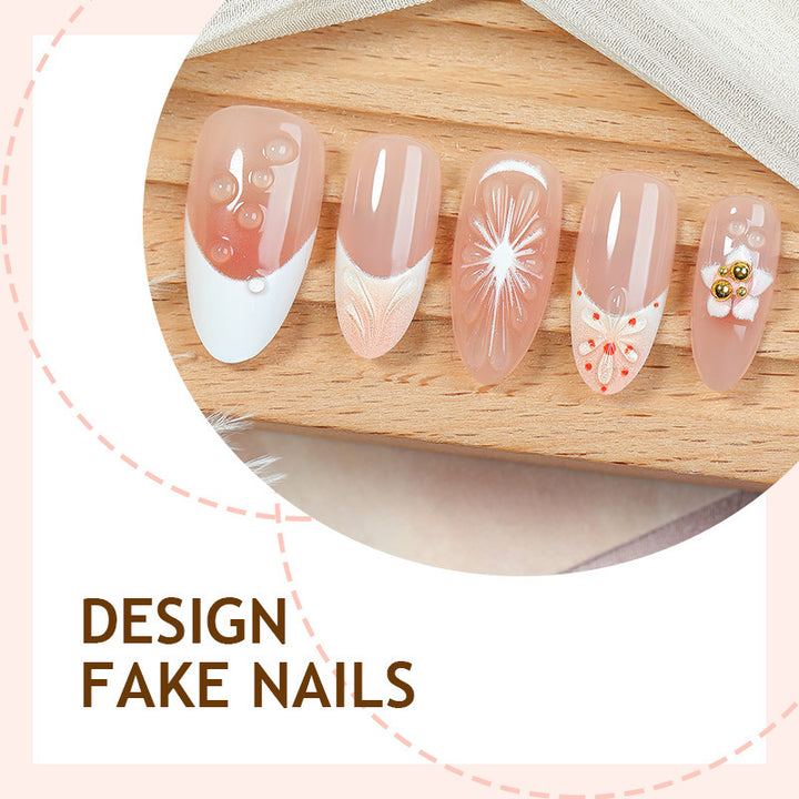 Kunstnagelset mit kreativem Blüten- und Perlen-Design Karnz