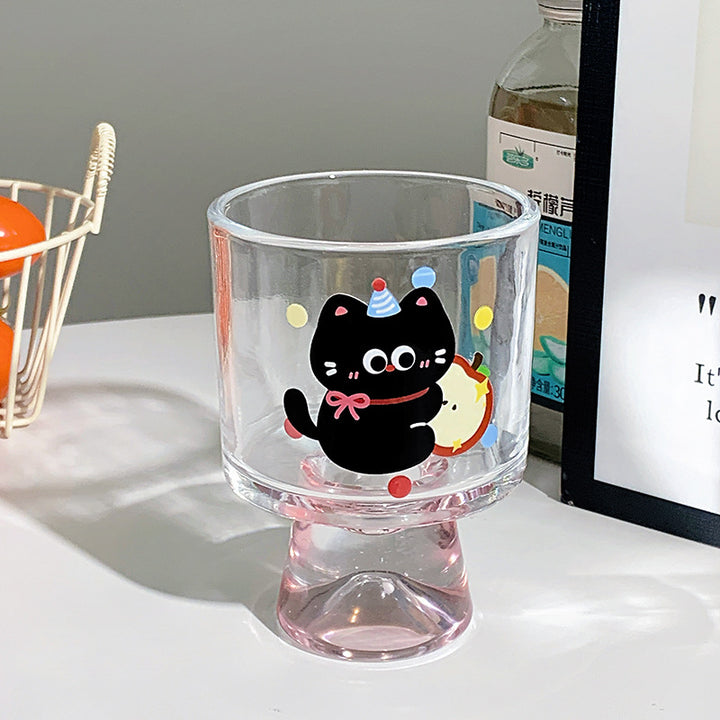 Verspieltes Trinkglas mit Katzenmotiv Karnz