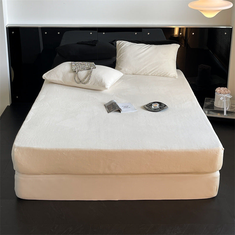 Samtvelours-Spannbettlaken mit extra tiefem Bund und elastischem Rundumgummi