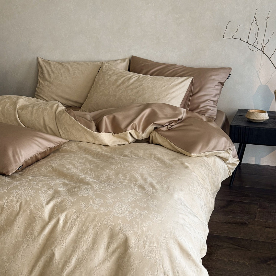 Luxus Jacquard Baumwolle Bettbezugset mit Satin Kissenbezügen