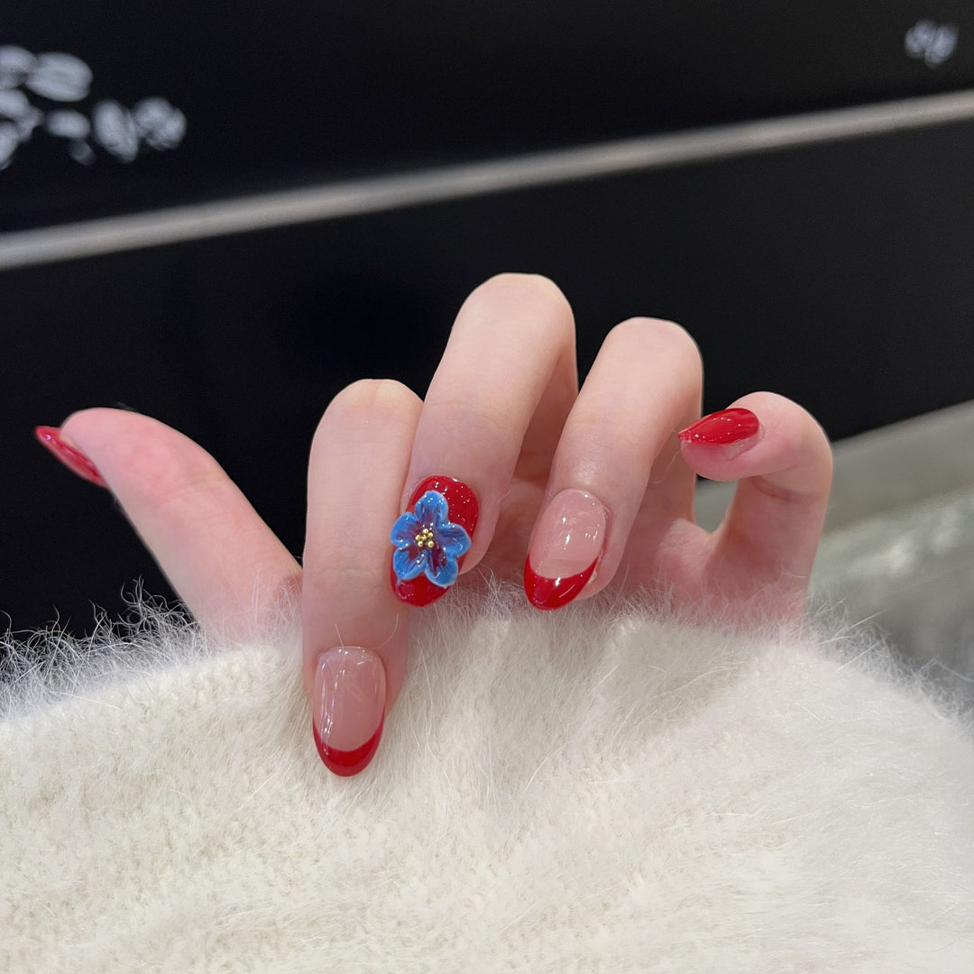 Stylisches Blumendekor Press-On Nagel Set Karnz
