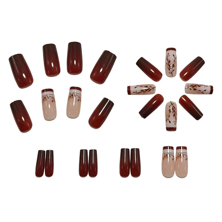 Künstliche Nagelkunst mit Eleganten Blätter-Design Karnz