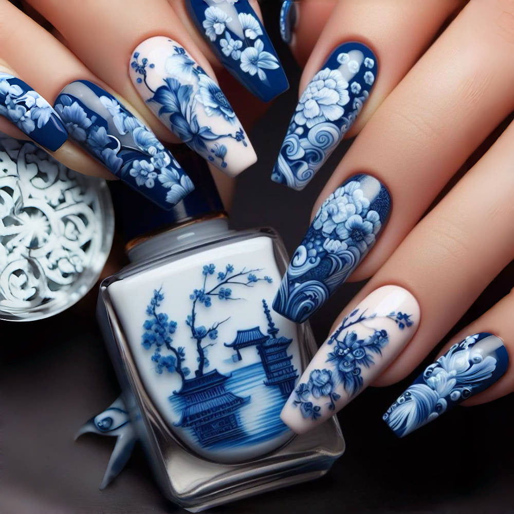 Kreative Kunstnägel Set mit floralem Design Karnz