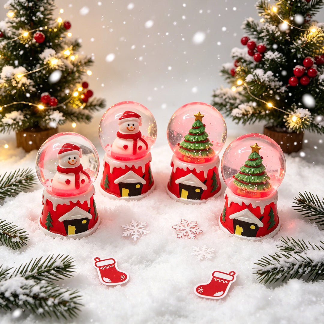 Zauberhafte Weihnachts-Schneekugel Figuren Karnz