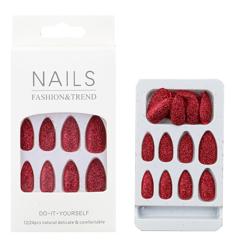 Glitzernde mandelförmige Press-On Nagelspitzen Karnz